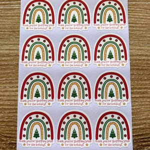 Thank you for shopping small for the holidays - Packaging Stickers - 12 stickers | Small Business | Thank you Stickers | Packaging Stickers