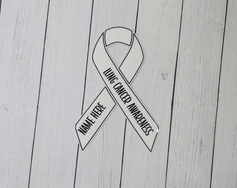 Lung Cancer Awareness Custom Ribbon Sticker | Lung Cancer Sticker ...