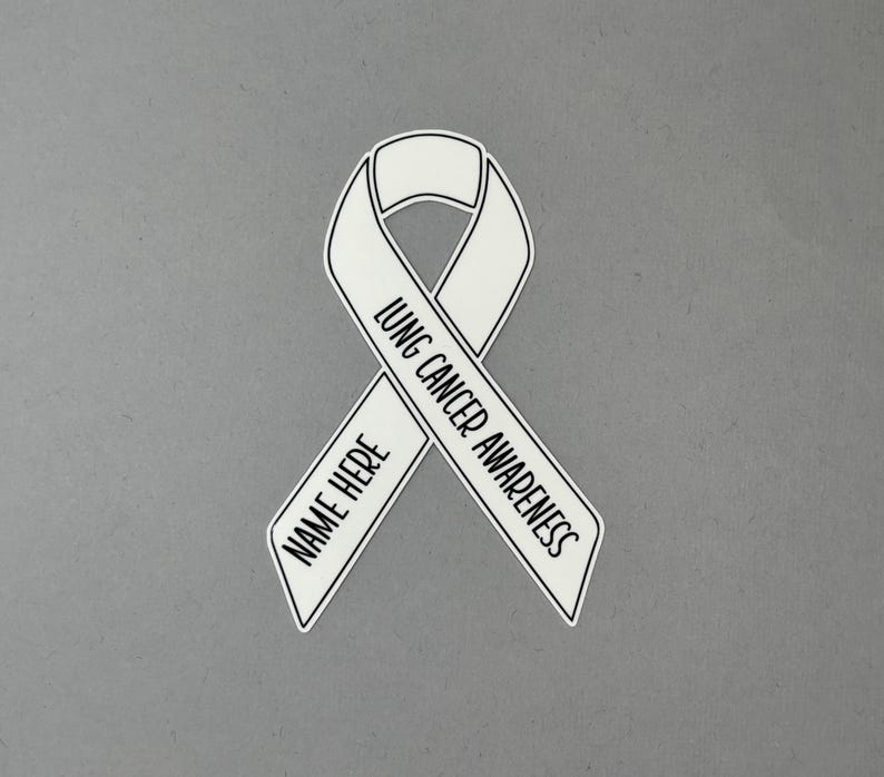 Lung Cancer Awareness Custom Ribbon Sticker | Lung Cancer Sticker ...