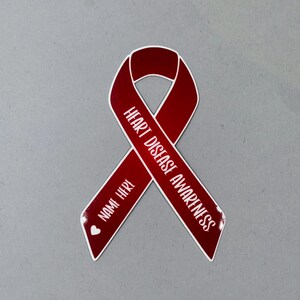 Heart Disease Awareness Custom Ribbon Sticker | Heart Disease Awareness Sticker | Heart Disease | Water Resistant Sticker