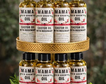 Aceite de ricino con romero para el crecimiento del cabello de Mama: aceite natural para un cabello más grueso, fuerte y saludable.