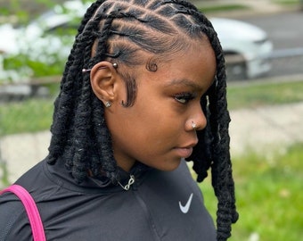 Extensiones de rastas de cabello humano hechas a mano, 100 unidades, 0,4 cm, rastas naturales hechas a mano, ligeras y permanentes. Rastas permanentes para cabeza completa.