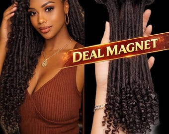 Extensiones de rastas Goddess Faux Locs con puntas rizadas – 100 % cabello humano (60 unidades)