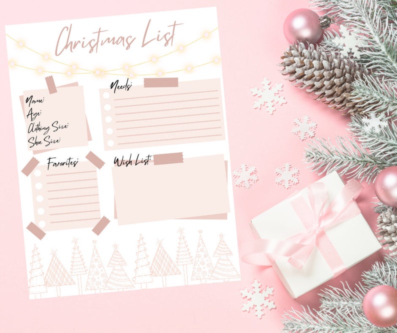 Printable Christmas List - Etsy