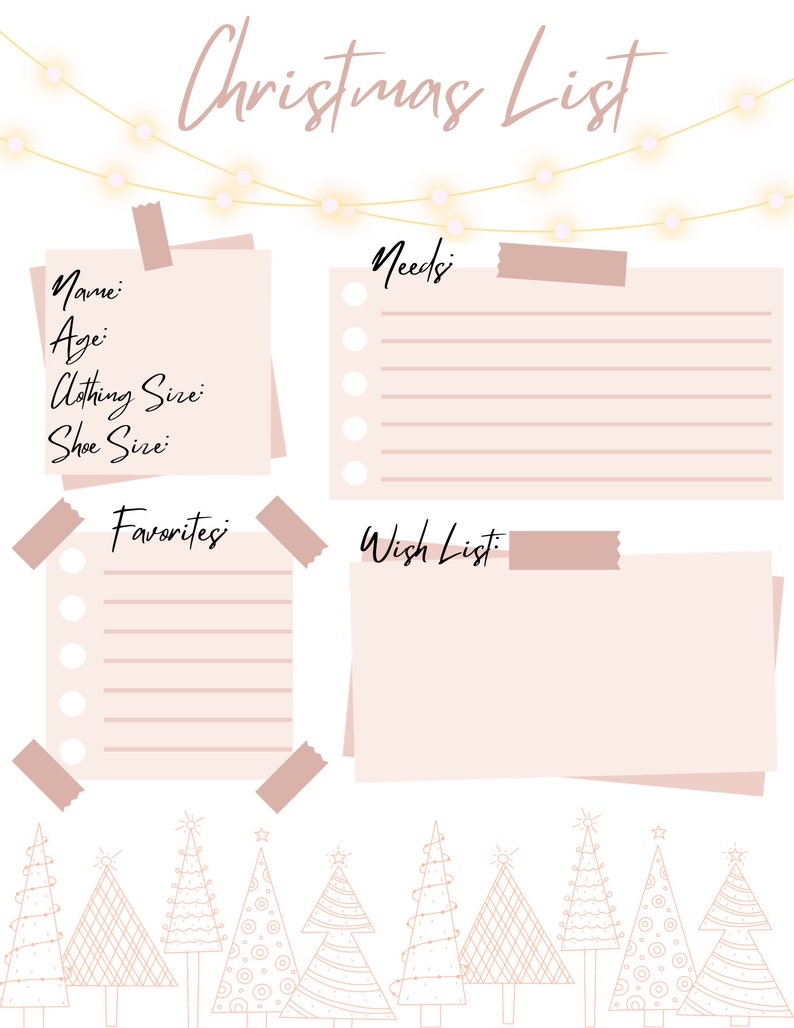 Printable Christmas List - Etsy