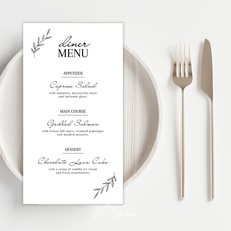 Canva Template Dinner Menu Classic Style Fancy Dinner Party - Etsy