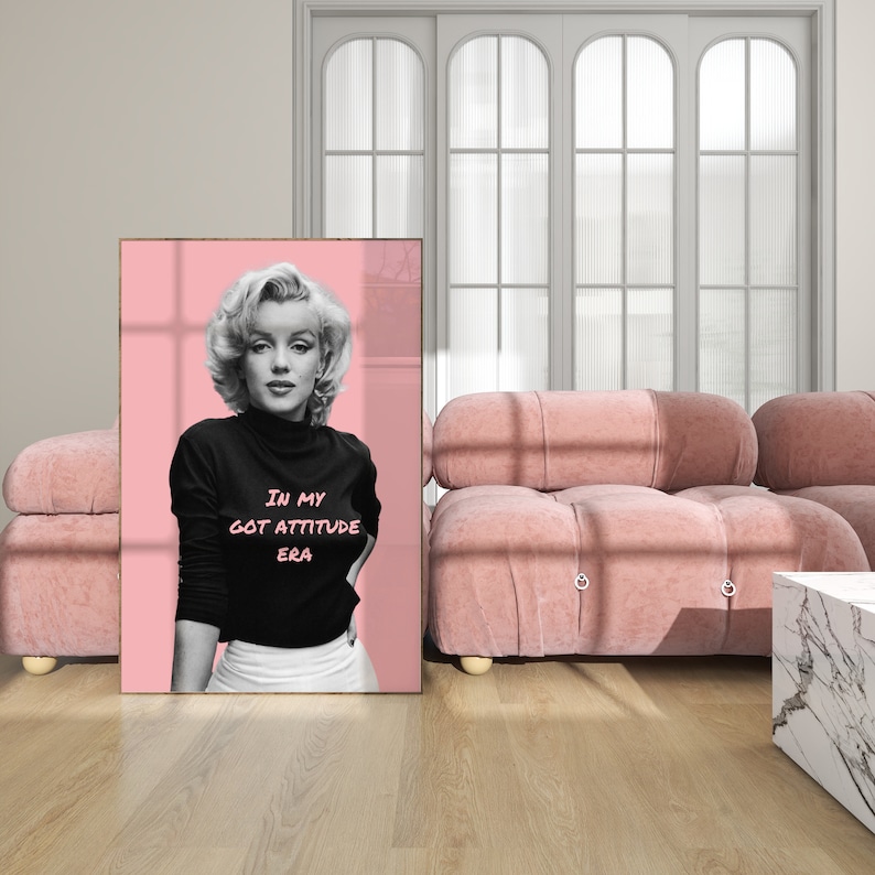 Marlyn Monroe Attitude Pink Vintage Wall Art Print, Coquette Aesthetic