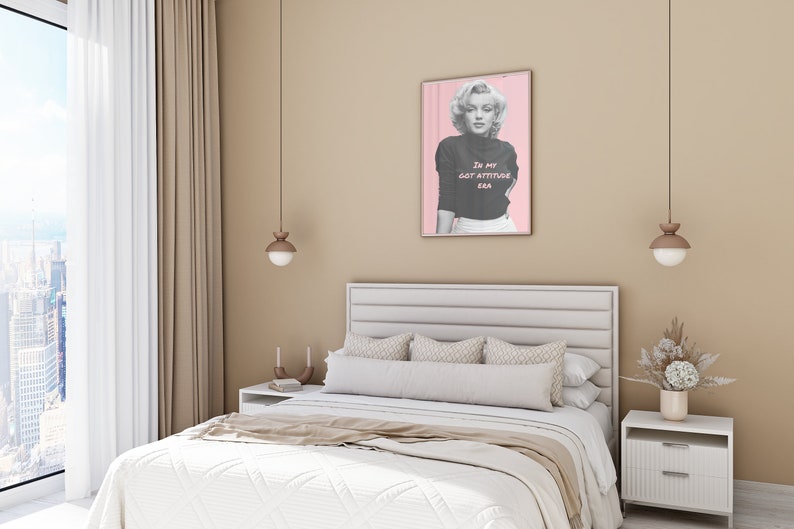 Marlyn Monroe Attitude Pink Vintage Wall Art Print, Coquette Aesthetic