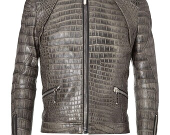 Men's Croodile Leather Jacket trending motorcycle jacket