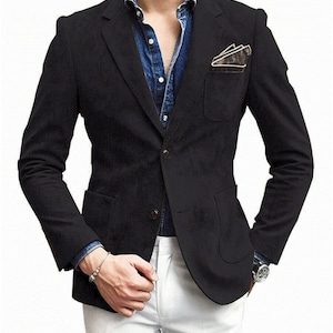 Blazer souple en cuir véritable pour hommes, manteau élégant à deux boutons, veste premium