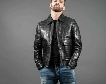 Luxury Crocodile Leather Men's Jacket