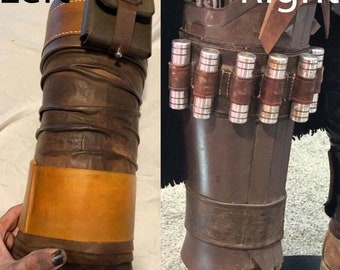 Mandalorian Äkta Läder Benskydd Paket Herr Cosplay Kostym Rekvisita, Höger/Vänster Benremmar