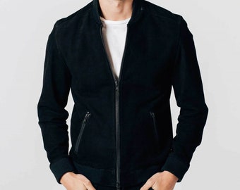 Men's Black Bomber Suede Leather jacket