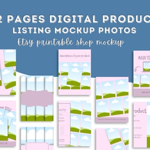 Etsy Listing Printable Shop MockUp Templates Etsy MockUp Digital Product Photos MockUp Canva  Template for Digital Product Listing
