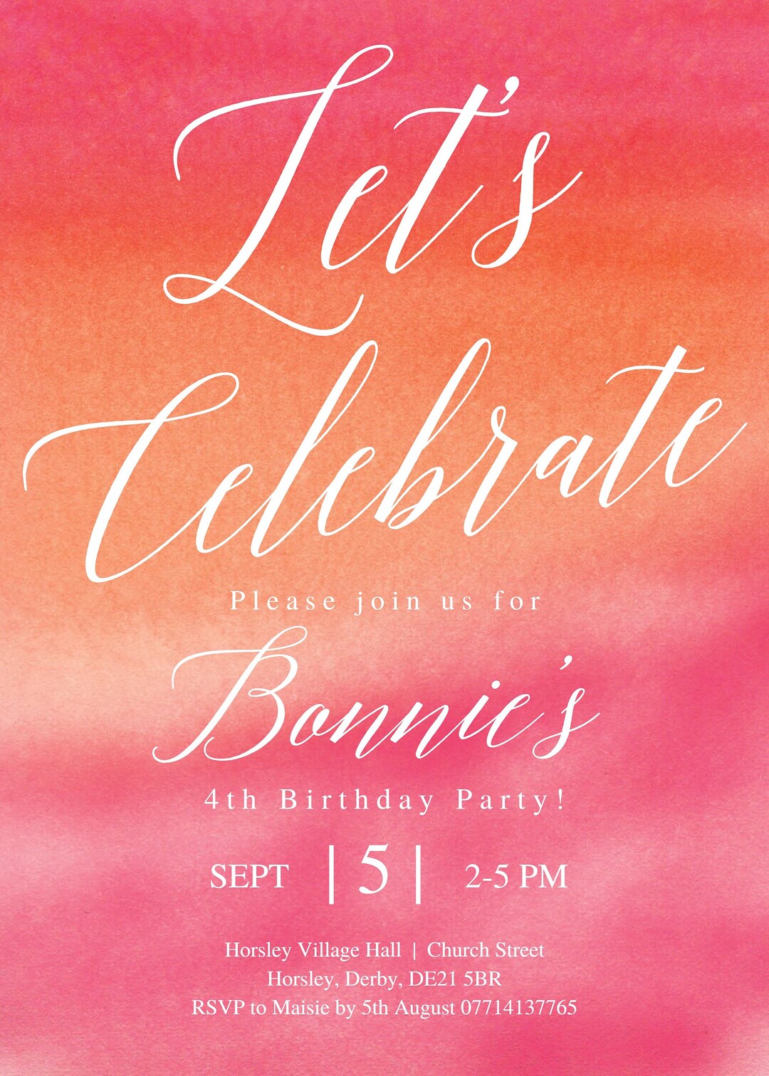 Lets Celebrate PDF Personalised Invitation Birthday Party Invitations