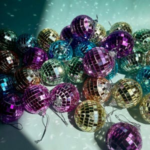 Mini Disco Ball Party Decoration Party Favor Disco Theme Party Decor Rainbow Colors Mirror Tile Hanging Tree Ornament Retro Decor Ceiling