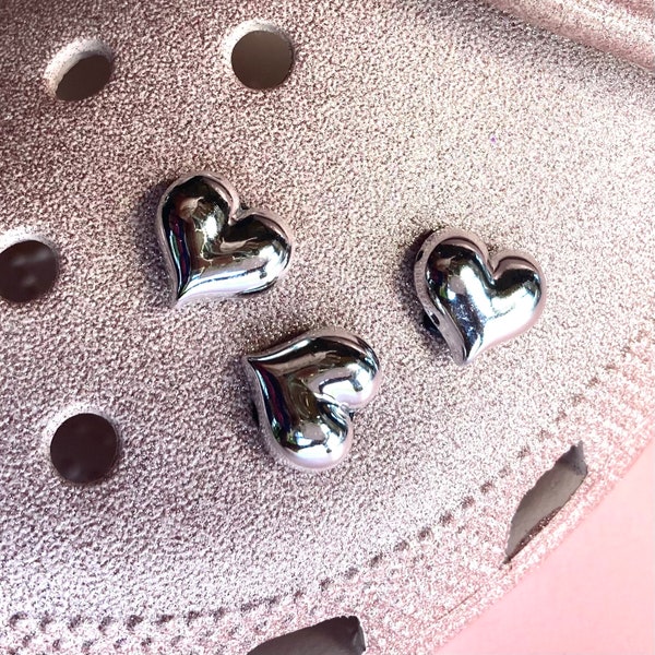 Silver Heart Charm for Shoe Pendant Gift for Bride Shoe Embellishment Gift for Flower Girl Shoe Charm Ornament for Wedding Gift Shoe Jewelry