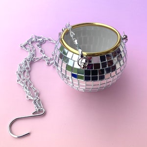 Disco Ball Planter Christmas Gift Boho Wedding Decor Table Centerpiece Retro Mirror Ball Bling Holiday Decoration Succulent NYE Party Favor