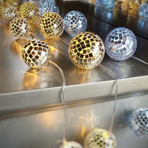 Disco Ball Fairy Light Silver Mirror Disco Ball for Wedding Bling String Light Decoration for Wedding Reception Table Decor Bridal Shower
