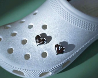 Shoe Charm Luxury Silver Heart Gift Idea for Bridesmaid Shoe Accessory Button Charm Silver Pendant Gift for Girlfriend Charm Babysitter Gift