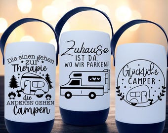 Tischlampe personalisiert | LED Laterne Camper Geschenk | Wohnmobil Deko | Camping Geschenk | Outdoor Lampe | Vanlife | Happy Camper