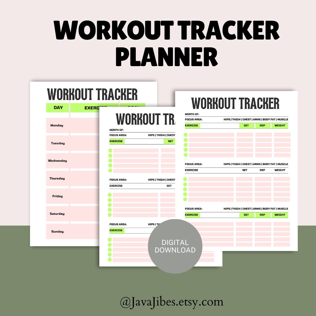 Workout Tracker Planner, Digital Product, Digital Website, Editable ...