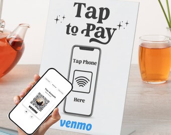 Venmo Tap to Pay Sign; Scan to Pay Sign, Scan to Venmo Sign, Small Business Sign, Pay Sign