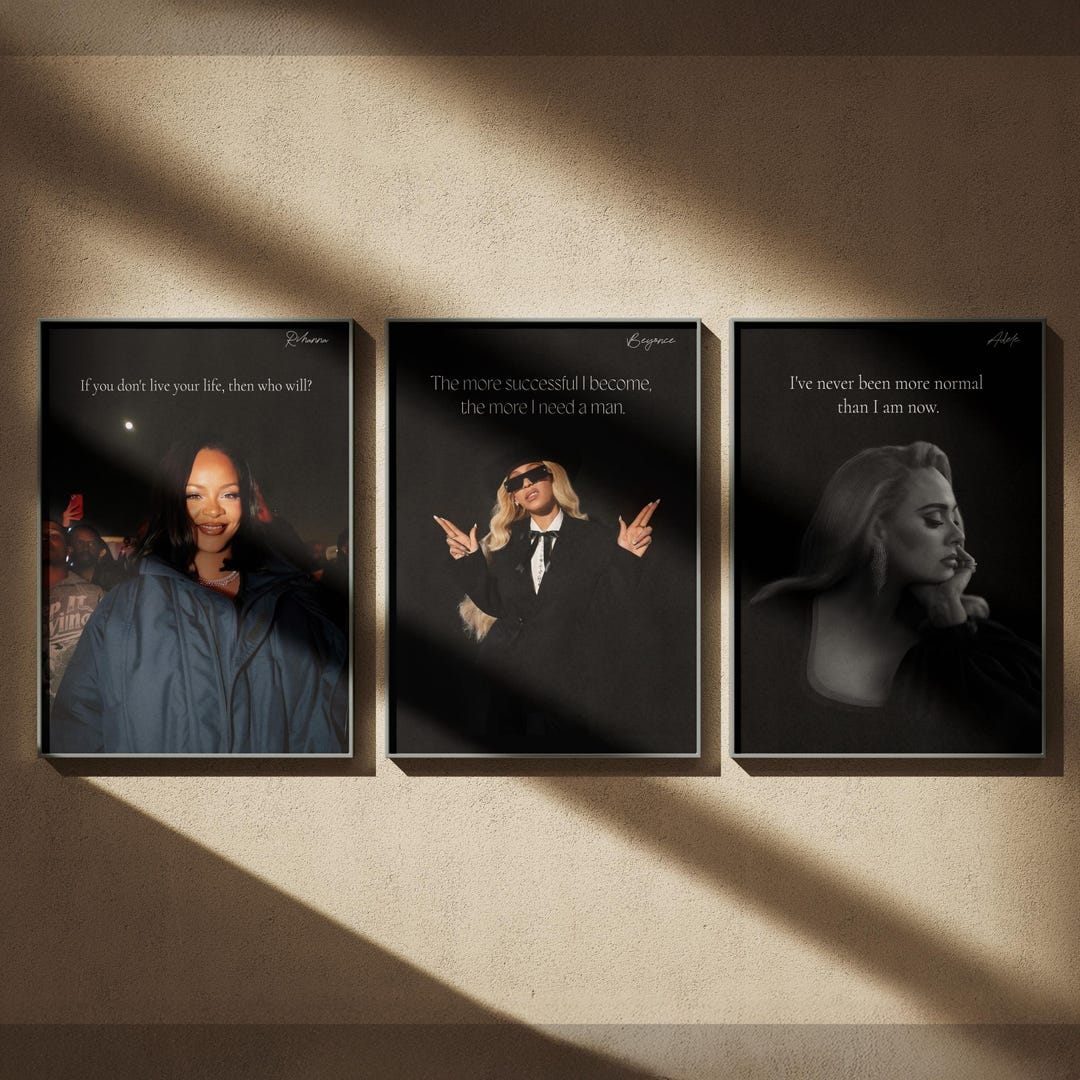 Music Icons Poster Set – Rihanna Beyonce Adele | 3 Pop Soul Wall Art ...