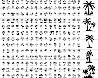 Pakiet Palm Tree SVG, Clipart Palmy, Palm SVG, Palmy SVG, Życie na plaży SVG, Sylwetka Palmy, Wektor Palmy, Natychmiastowe pobieranie