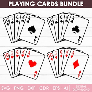Speelkaarten Svg, speelkaarten symbolen Svg, Aces Svg, Card Suits Svg, pokerkaarten Svg, Royal Flush, kaarten Clipart, DIY, Instant Download