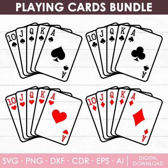 Playing Cards Svg, Playing Cards Symbols Svg, Aces Svg, Card Suits Svg, Poker Cards Svg, Royal Flush, Cards Clipart, DIY, Instant Download