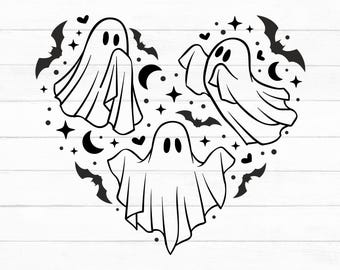 Geist-Herz-Svg, Halloween-Herz-Svg, Halloween-Svg, Halloween-Liebessvg, Boo-Svg, Kinder-Halloween-Shirt-Svg, Geist-Svg, Png, sofort-Download