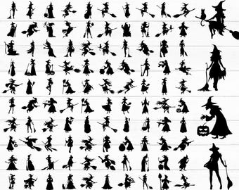 Witch Svg Bundle, Halloween Svg, Halloween Witch Svg, Witch Clipart, Witch Silhouette, Flying Witch Svg, Salem, Cut Files, Instant Download