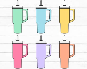 Clipart Svg inspirado en la Copa Stanley, Svg de copa Quencher, Svg de vaso, Pegatina de la Copa Stanley Png, Svg de moda, Trastorno obsesivo de la copa Svg Png, Cricut