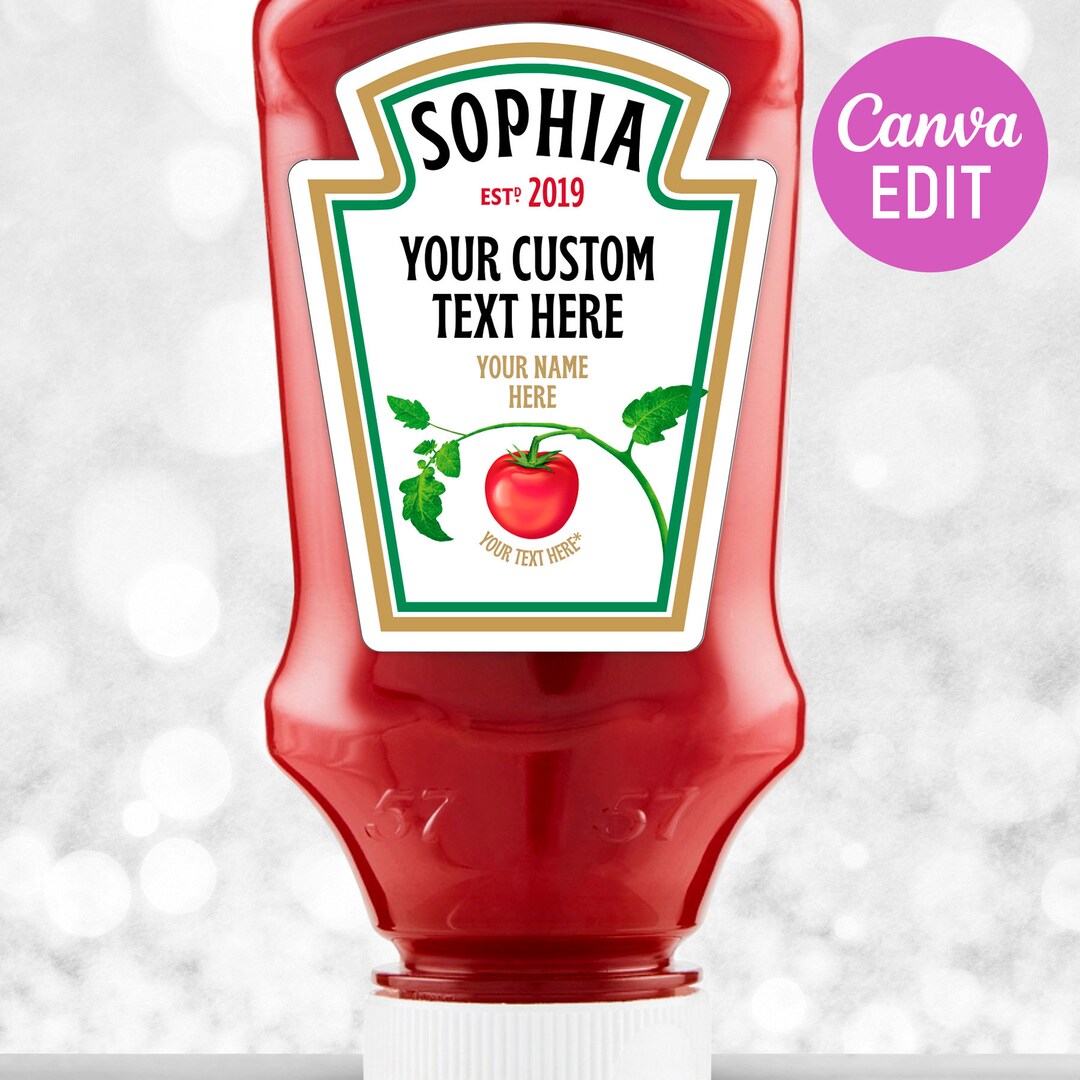 Personalized Tomato Ketchup Sauce Label Sticker Novelty Etsy