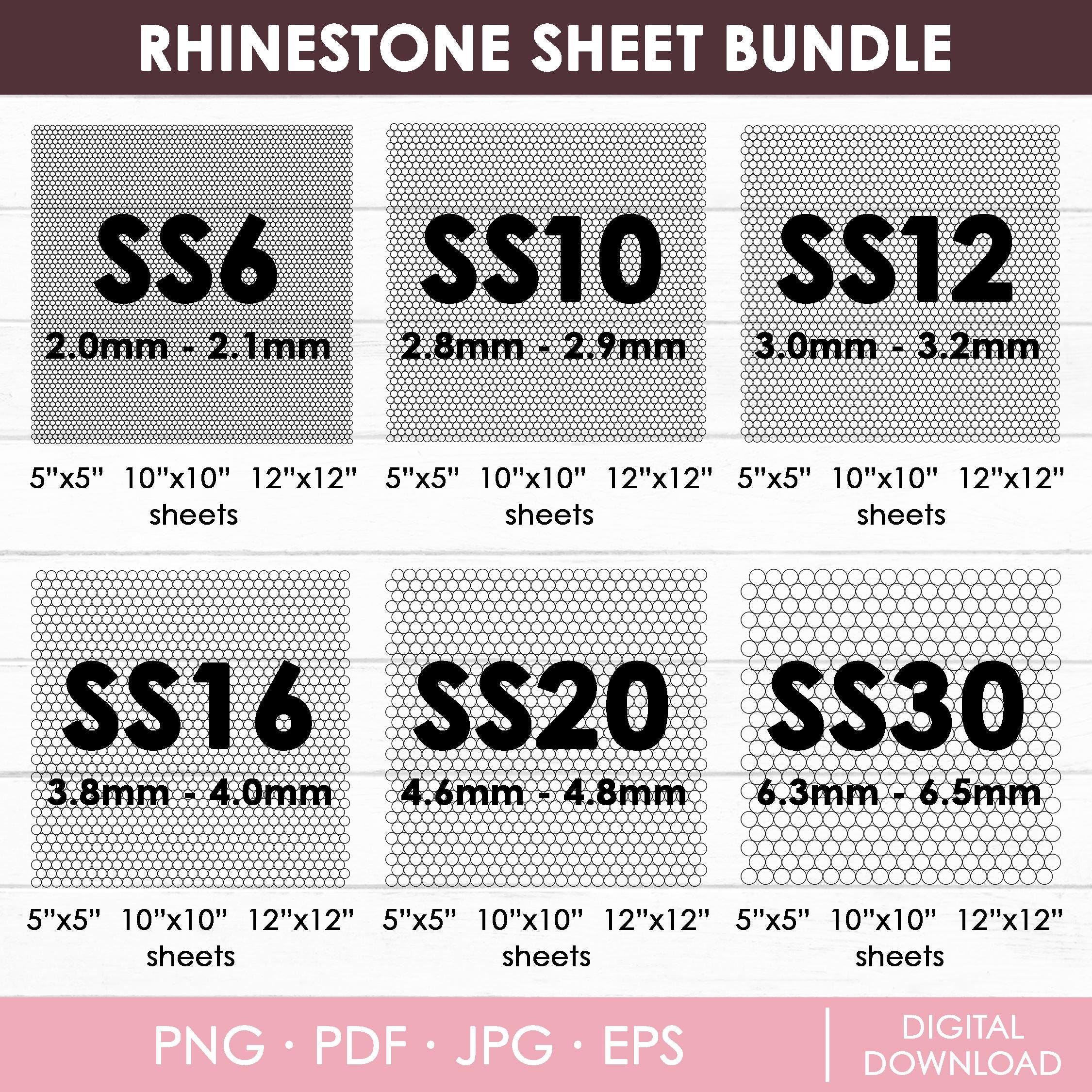 Rhinestone Honeycomb Sheet Bundle, SS6, SS10, SS12, SS16, SS20, SS30 ...