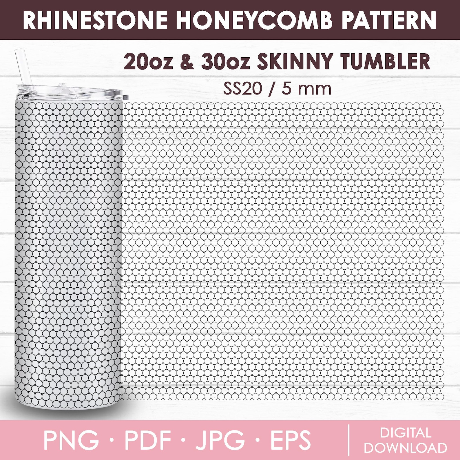 Blank Rhinestone Pattern, Rhinestone Template, Honeycomb Pattern, SS20 ...
