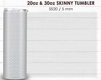 Blanco strassteenpatroon, strassteensjabloon, honingraatpatroon, SS 20, 5 mm, 20 oz - 30 oz magere rechte beker, maak je eigen patroon