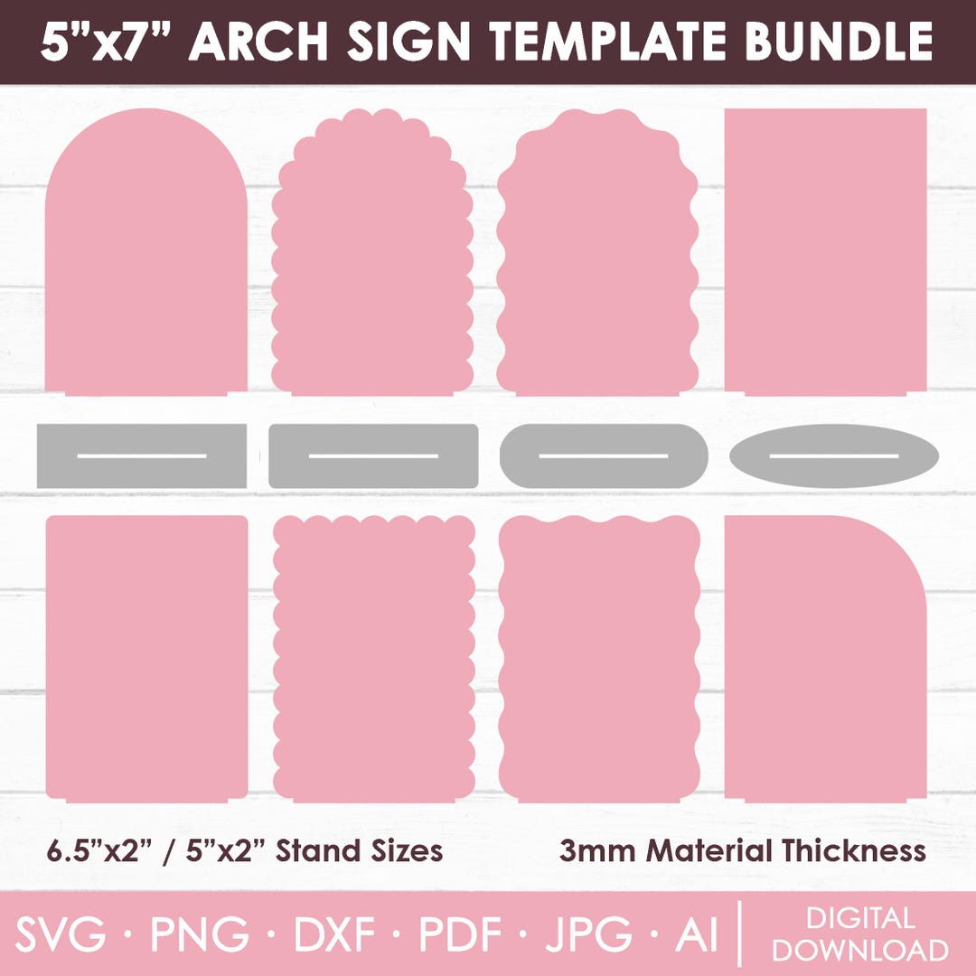 5x7 Arch Sign Template Bundle, Arch Sign Svg, Standing Sign Base ...