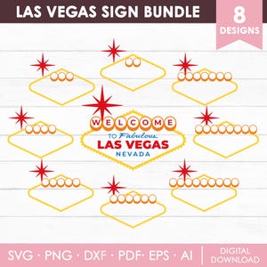 Bundle de panneaux Las Vegas Svg, Las Vegas Svg, couper des fichiers, Transparent, vecteur, Clipart, Dxf, Png, Eps, Pdf, Cricut, Silhouette, téléchargement immédiat