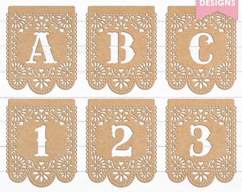 Papel Picado Font Svg, Papel Picado Banner, Mexican Banner, Fiesta Bunting, Dia De Los Muertos, Party Svg, Laser Cut Files, Instant Download