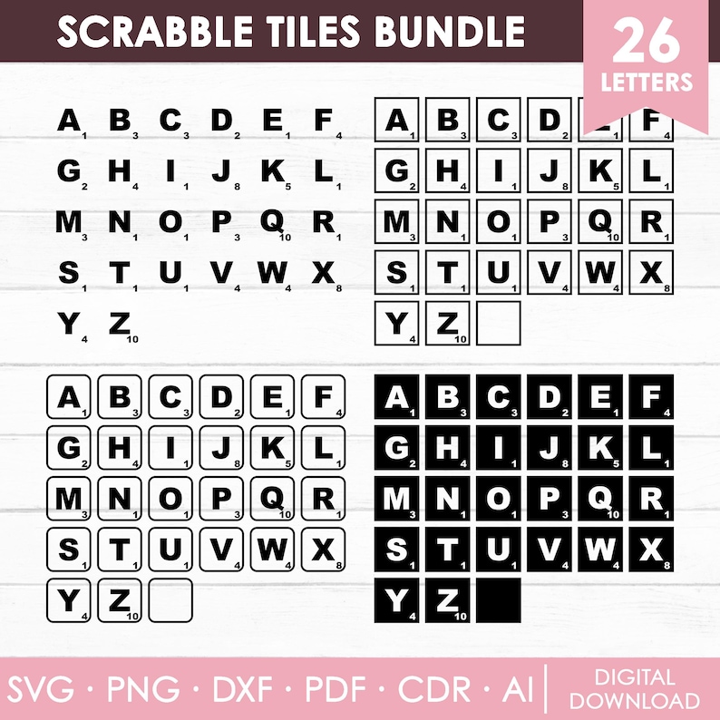 Scrabble Tiles Svg, Alphabet Letter Tiles, Scrabble Tiles Cut Files ...