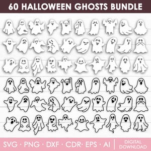 Ghost Svg Bundle, Ghost Clipart, Halloween Svg, Ghost Outline, Ghost Silhouette, Ghost Vector, Boo Svg, Spooky Svg, Instant Download
