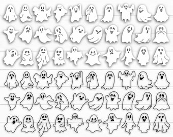 Ghost Svg Bundle, Ghost Clipart, Halloween Svg, Ghost Outline, Ghost Silhouette, Ghost Vector, Boo Svg, Spooky Svg, Instant Download