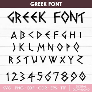 Fuente griega SVG, Alfabeto griego SVG, Letras griegas SVG, Letras griegas antiguas SVG, Fuente de escritura de estilo griego, Archivos de corte, TTF, Descarga instantánea