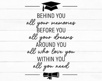 Behind You All Your Memories Svg, Graduation Quote, Graduation Svg, Graduation Party Decor, Graduation Sign, Printable, Instant Download