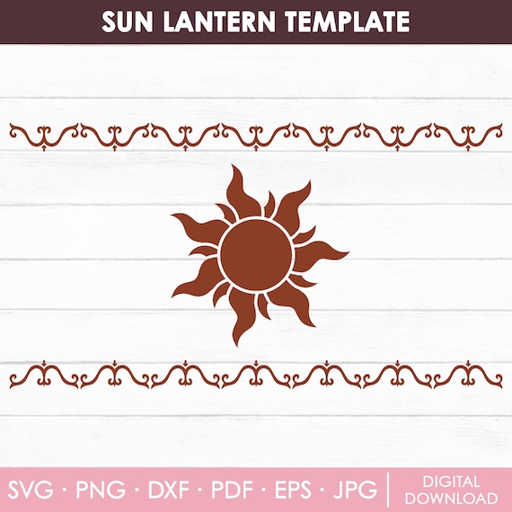 Lantern Template, Sun Lantern Svg, Princess Sun Svg, Tangled Lantern, Hanging Paper Lantern, Floating Paper Lantern, DIY, Instant Download