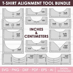Outil d'alignement de t-shirts Svg, règle pour t-shirts Svg, guide de placement des t-shirts, guide de conception, guide de placement de la chemise, col en V adulte tout-petit