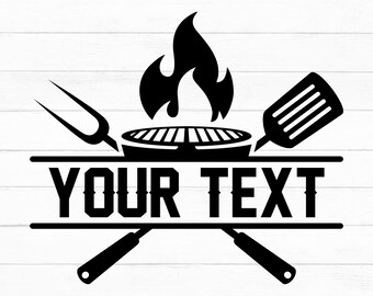Grilling Svg, BBQ Grill Svg, Barbeque Clipart, Grill Monogram Svg, Grill Master Svg, Custom Text Name, Grill Dad Svg, DIY, Instant Download