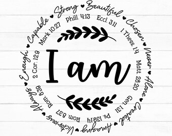 I am Inspiration Svg, Bible Verse Svg, Christian Inspiration Svg, Cricut, Silhouette, Cut Files, Sublimation Design, Png, Instant Download
